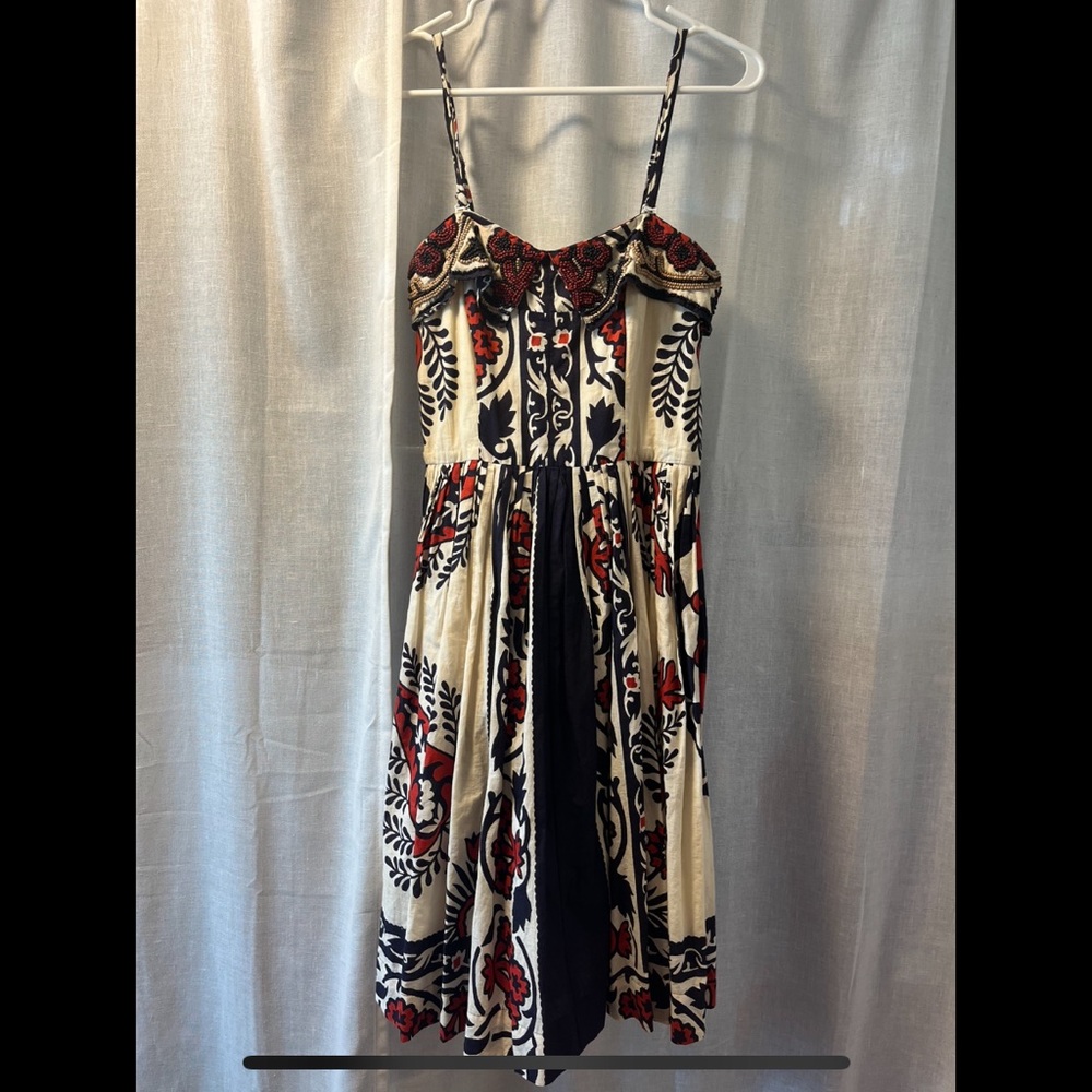 Anthropologie Cotton Sundress with Beading - Size 6
